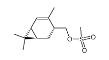 (+)-(1R,3R,6R)-<(4,7,7-trimethylbicyclo<4.1.0>hept-4-en-3-yl)methyl>methansulfonat结构式