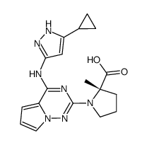 L-Proline, 1-[4-[(5-cyclopropyl-1H-pyrazol-3-yl)amino]pyrrolo[2,1-f][1,2,4]triazin-2-yl]-2-Methyl- Structure