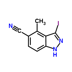 3-Iodo-4-methyl-1H-indazole-5-carbonitrile结构式