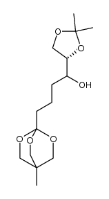 1-((S)-2,2-dimethyl-1,3-dioxolan-4-yl)-4-(4-methyl-2,6,7-trioxabicyclo[2.2.2]octan-1-yl)butan-1-ol结构式