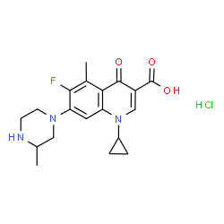 1-cyclopropyl-6-fluoro-5-methyl-7-(3-methylpiperazin-1-yl)-4-oxo-2,3-dihydroquinoline-3-carboxylic acid hydrochloride结构式