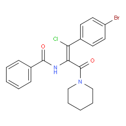 (Z)-N-(1-(4-溴苯基)-1-氯-3-氧代-3-(哌啶-1-基)丙-1-烯-2-基)苯甲酰胺结构式