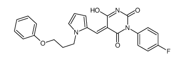 1-(4-fluorophenyl)-5-[[1-(3-phenoxypropyl)pyrrol-2-yl]methylidene]-1,3-diazinane-2,4,6-trione Structure