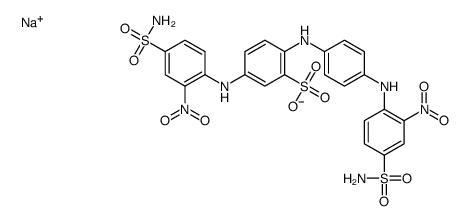 sodium 5-[[2-nitro-4-sulphamoylphenyl]amino]-2-[[4-[[2-nitro-4-sulphamoylphenyl]amino]phenyl]amino]benzenesulphonate Structure