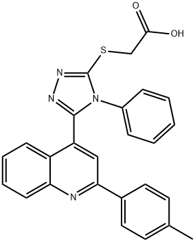 2-({5-[2-(4-methylphenyl)quinolin-4-yl]-4-phenyl-4H-1,2,4-triazol-3-yl}sulfanyl)acetic acid structure