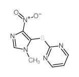 Pyrimidine, 2((1-methyl-4-nitro-1H-imidazol-5-yl)thio)- Structure