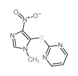 Pyrimidine, 2((1-methyl-4-nitro-1H-imidazol-5-yl)thio)- structure