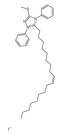 (Z)-3-(methylthio)-5-(octadec-9-en-1-yl)-1,4-diphenyl-4H-1,2,4-triazol-1-ium iodide Structure