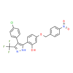 2-[4-(4-Chlorophenyl)-3-(trifluoromethyl)-1H-pyrazol-5-yl]-5-[(4-nitrobenzyl)oxy]phenol结构式