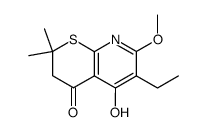 6-Ethyl-5-hydroxy-7-methoxy-2,2-dimethyl-2H-thiopyrano<2,3-b>pyridin-4(3H)-on结构式