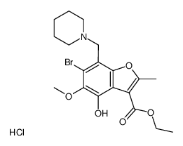 2-Methyl-3-carbethoxy-4-hydroxy-5-methoxy-6-bromo-7-piperidinomethylbenzofuran Hydrochloride Structure