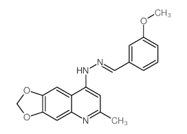 Benzaldehyde, 3-methoxy-, (6-methyl-1,3-dioxolo[4,5-g]quinolin-8-yl)hydrazone structure