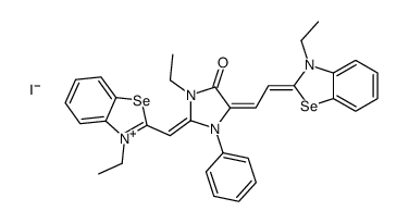 3-ethyl-2-[[1-ethyl-4-[(3-ethyl-3H-benzoselenazol-2-ylidene)ethylidene]-5-oxo-3-phenylimidazolidin-2-ylidene]methyl]benzoselenazolium iodide structure