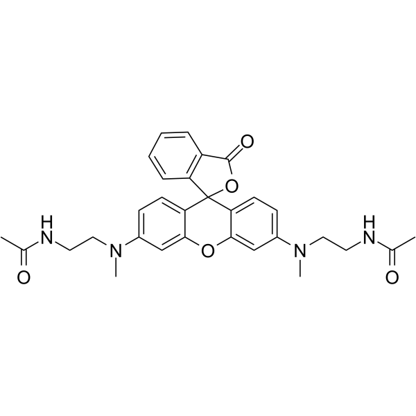 N-[2-[[6'-[2-acetamidoethyl(methyl)amino]-3-oxospiro[2-benzofuran-1,9'-4a,9a-dihydroxanthene]-3'-yl]-methylamino]ethyl]acetamide Structure