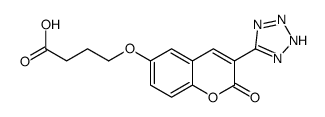 4-[2-oxo-3-(2H-tetrazol-5-yl)chromen-6-yl]oxybutanoic acid structure