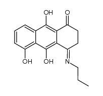 (E)-5,9,10-trihydroxy-4-(propylimino)-3,4-dihydroanthracen-1(2H)-one结构式