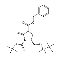 (2S)-1-tert-butyloxycarbonyl-4-benzyloxycarbonyl-2-(tert-butyldimethylsilyl)oxymethyl-5-pyrrolidone Structure