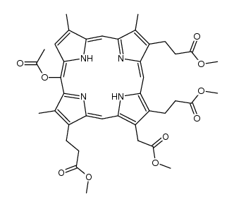 α-acetoxy-4,6,7-tris-(2-methoxycarbonylethyl)-5-methoxycarbonylmethyl-1,3,8-trimethylporphyrin结构式