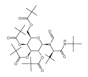 N-formyl-N-(2,3,4,6-tetra-O-pivaloyl-β-D-galactopyranosyl)-(R)-tert-leucine-N'-tert-butyl-amide结构式