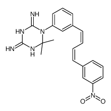 6,6-dimethyl-1-[3-[(3E)-4-(3-nitrophenyl)buta-1,3-dienyl]phenyl]-1,3,5-triazine-2,4-diamine Structure