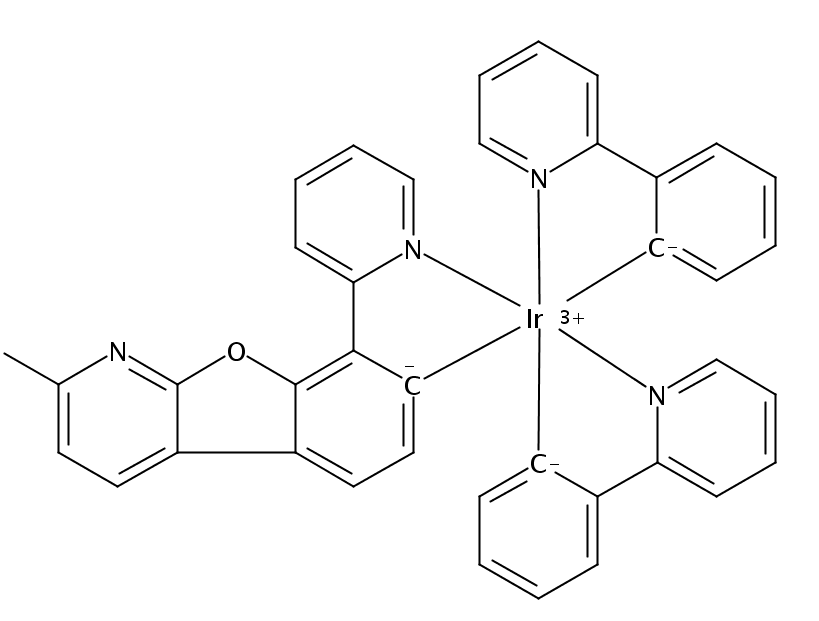 双(2-苯基吡啶-N,C2)-[2-甲基-8-(2-吡啶基-N)苯并呋喃[2,3-b]吡啶基-C7]合铱图片