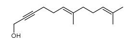 (E)-7,11-dimethyl-dodeca-6,10-dien-2-yn-1-ol结构式