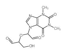 Purine-7-acetaldehyde,a-(1-formyl-2-hydroxyethoxy)-1,2,3,6-tetrahydro-1,3-dimethyl-2,6-dioxo-,(R,R)- (8CI) Structure