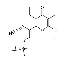 2-(1-azido-2-((tert-butyldimethylsilyl)oxy)ethyl)-3-ethyl-6-methoxy-5-methyl-4H-pyran-4-one Structure