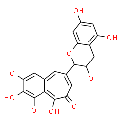 8-[(3,4-Dihydro-3,5,7-trihydroxy-2H-1-benzopyran)-2-yl]-2,3,4,6-tetrahydroxy-5H-benzocyclohepten-5-one结构式