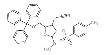 Arabinofuranoside,methyl 3-deoxy-3-thiocyanato-5-O-trityl-, 2-p-toluenesulfonate, b-D- (8CI) structure