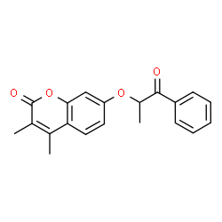 3,4-dimethyl-7-(1-oxo-1-phenylpropan-2-yl)oxychromen-2-one structure