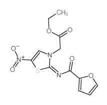 ethyl 2-[(2Z)-2-(furan-2-carbonylimino)-5-nitro-1,3-thiazol-3-yl]acetate结构式