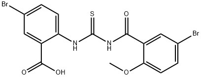 5-bromo-2-[[[(5-bromo-2-methoxybenzoyl)amino]thioxomethyl]amino]-benzoic acid结构式