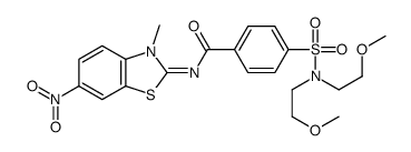 4-[bis(2-methoxyethyl)sulfamoyl]-N-(3-methyl-6-nitro-1,3-benzothiazol-2-ylidene)benzamide结构式
