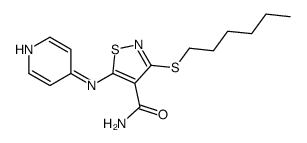 3-hexylsulfanyl-5-(pyridin-4-ylamino)-1,2-thiazole-4-carboxamide结构式