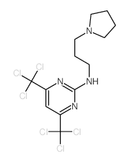 N-(3-pyrrolidin-1-ylpropyl)-4,6-bis(trichloromethyl)pyrimidin-2-amine结构式