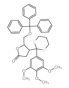 D-erythro-Pentonicacid,2,3-dideoxy-3-[2-(3,4,5-trimethoxyphenyl)-1,3-dithian-2-yl]-5-O-(triphenylmethyl)-,g-lactone structure