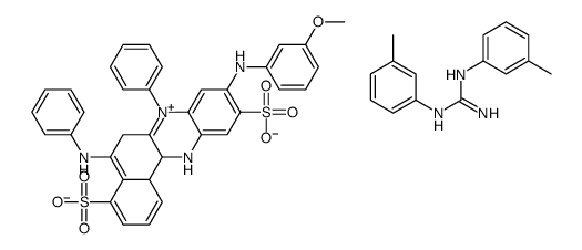 hydrogen 9-[(3-methoxyphenyl)amino]-7-phenyl-5-(phenylamino)-4,10-disulphonatobenzo[a]phenazinium, compound with N,N'-bis(m-tolyl)guanidine (1:1)结构式
