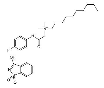 decyl[2-(p-fluoroanilino)-2-oxoethyl]dimethylammonium, salt with 1,2-benzisothiazol-3(2H)-one 1,1-dioxide (1:1) structure
