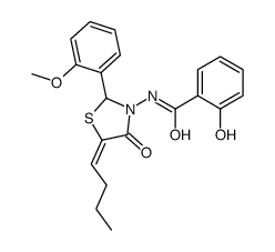 N-[(5Z)-5-butylidene-2-(2-methoxyphenyl)-4-oxo-1,3-thiazolidin-3-yl]-2-hydroxybenzamide结构式