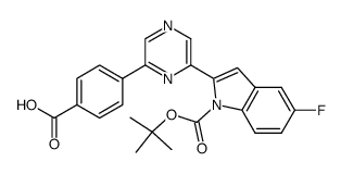 4-[6-(5-flouro-1(boc)-indol-2-yl)pyrazin-2-yl]benzoic acid Structure