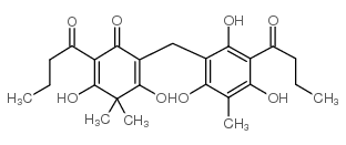 2,5-Cyclohexadien-1-one,3,5-dihydroxy-4,4-dimethyl-2-(1-oxobutyl)-6-[[2,4,6-trihydroxy-3-methyl-5-(1-oxobutyl)phenyl]methyl]-结构式