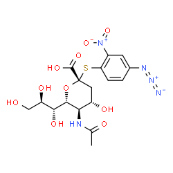 (4-azido-2-nitrophenyl)-5-acetamido-2,3,5-trideoxy-2-thioglycerogalacto-2-nonulopyranosidonic acid结构式