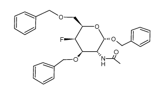 benzyl 2-acetamido-3,6-di-O-benzyl-2,4-dideoxy-4-fluoro-α-D-galactopyranoside结构式