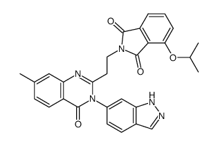 1H-Isoindole-1,3(2H)-dione,2-[2-[3,4-dihydro-3-(1H-indazol-6-yl)-7-Methyl-4-oxo-2-quinazolinyl]ethyl]-4-(1-Methylethoxy)- structure