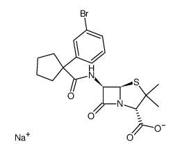 sodium (2S,5R,6R)-6-[[1-(3-bromophenyl)cyclopentanecarbonyl]amino]-3,3-dimethyl-7-oxo-4-thia-1-azabicyclo[3.2.0]heptane-2-carboxylate结构式