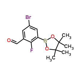 5-Bromo-2-fluoro-3-formylphenylboronic acid, pinacol ester structure