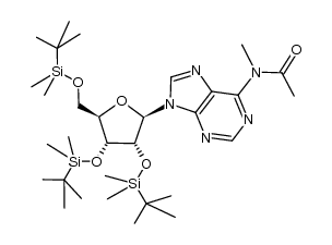 6-N-acetyl-2',3',5'-tris-O-(tert-butyldimethylsilyl)-6-N-methyladenosine Structure