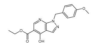 4-羟基-1-(4-甲氧基苄基)-1H-吡唑并[3,4-b]吡啶-5-羧酸乙酯结构式