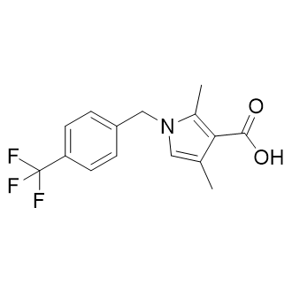 2,4-Dimethyl-1-(4-(trifluoromethyl)benzyl)-1H-pyrrole-3-carboxylic acid structure